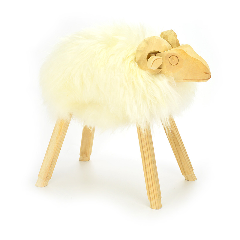 A beautiful, large lamb made of wood and leather