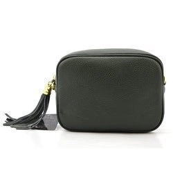 Small leather women's messenger bag with key ring