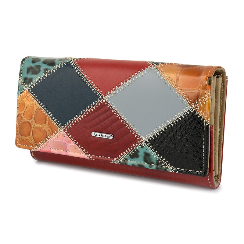 Julia Rososo patchwork boho leather wallet large box M94