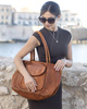 Leather women's shopper with shoulder organizer