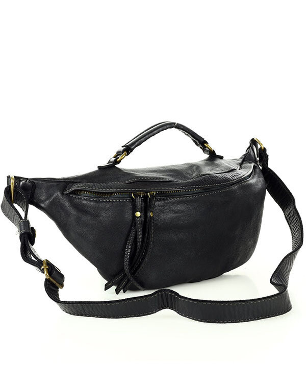 Women's vintage leather messenger bag