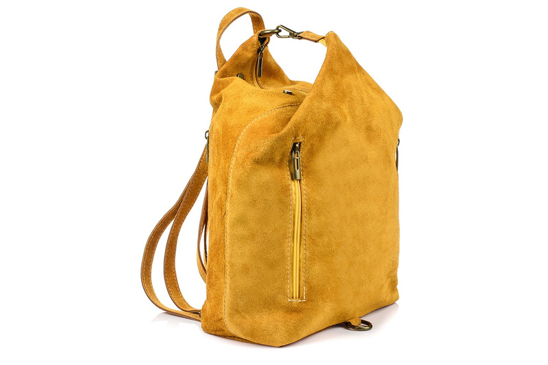 Mustard Italian Stylish Women's Leather Suede Backpack A4 W14.