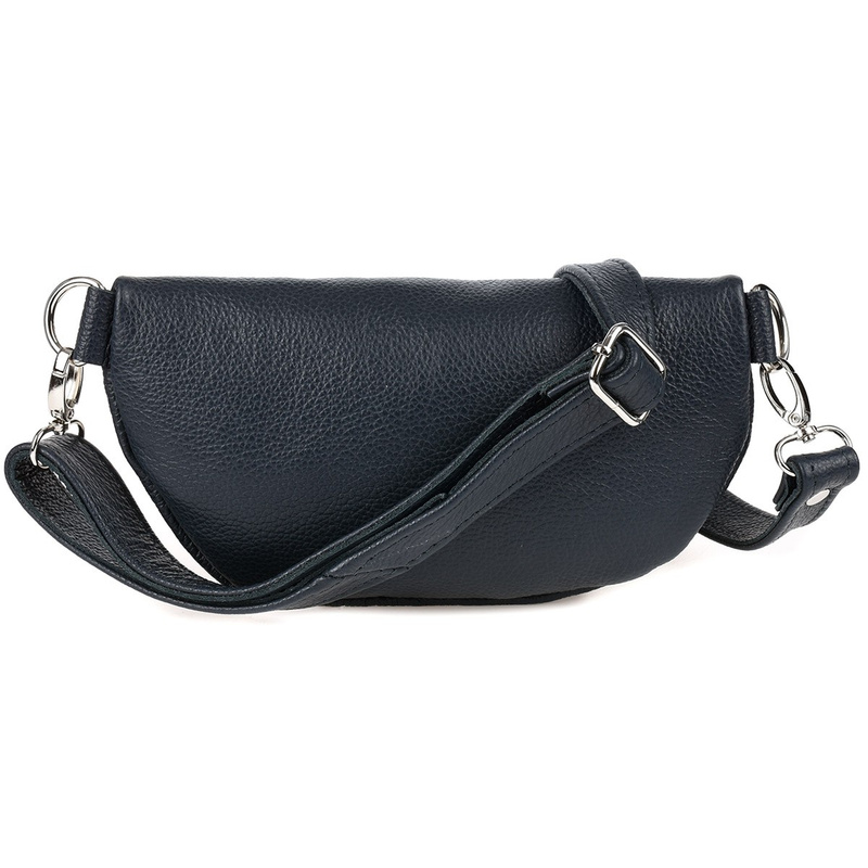 Navy Blue Women's Italian Leather Strap Purse Kidney Sachet B68