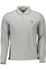 US POLO SHIRT LANGARM HERREN GRAU