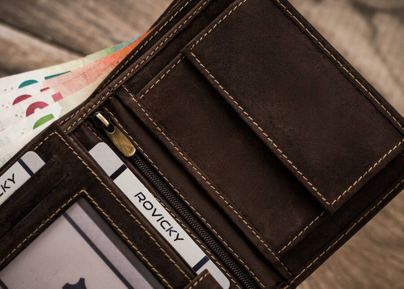 Large leather wallet with an individual pattern