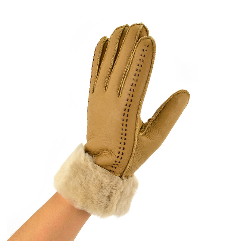 Five-finger leather insulated gloves