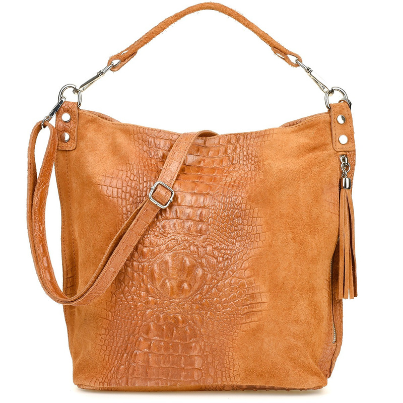 Camel suede leather shopper bag W10