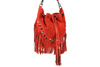 Women's Handbag Bag Leather Suede Tassels Italian Red X39