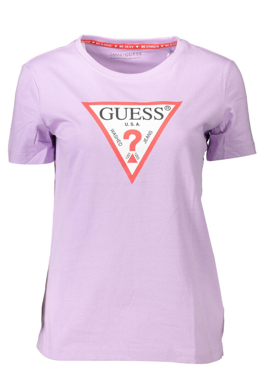 GUESS JEANS WOMEN&#39;S SHORT SLEEVE T-SHIRT PURPLE