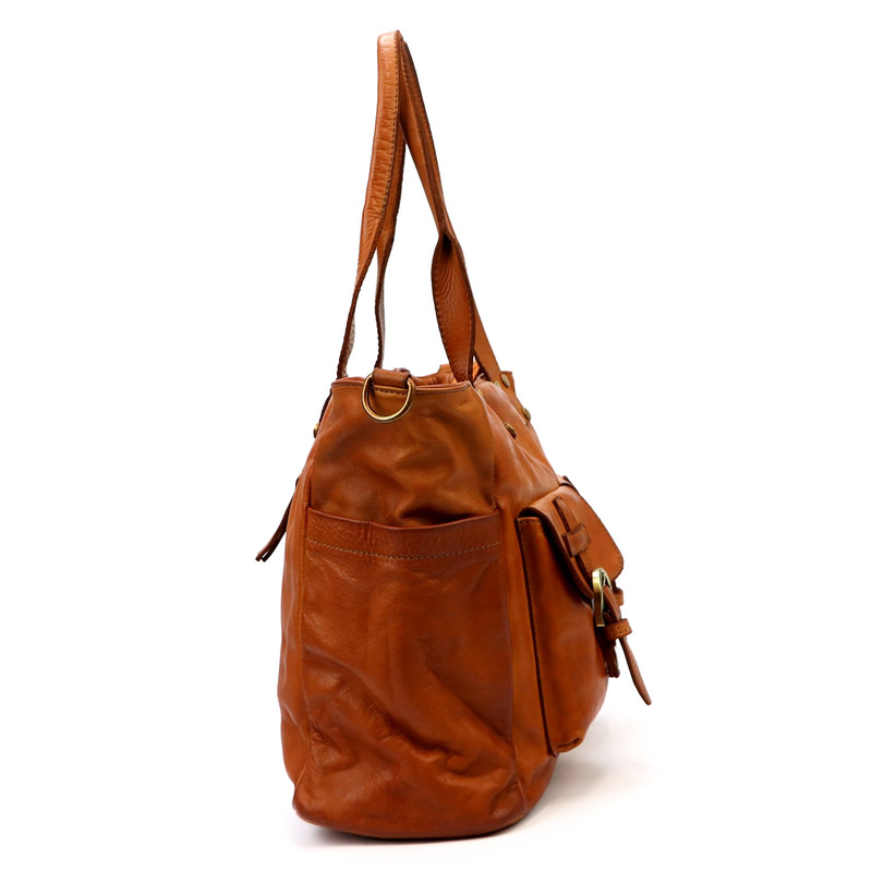 Women's large leather shoulder shopper bag