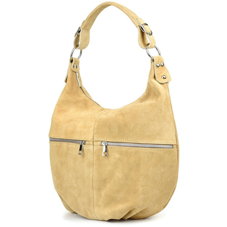 Vera Pelle suede leather handbag large A4 beige K51