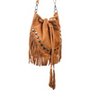 Women's Handbag Bag Leather Suede Tassels Italian Camel X39