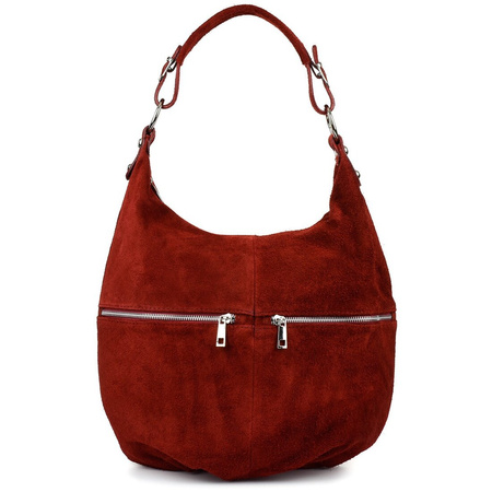 Maroon Vera Pelle suede A4 leather handbag bag K51