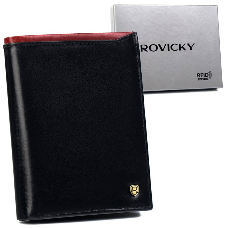 Portfel męski skórzany N4-RVT-6870 Black+Red