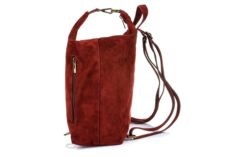 Maroon Italian Stylish Women's Leather Suede Backpack A4 W14.