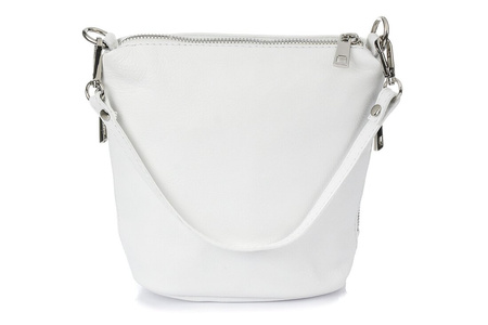 White Leather Handbag Small Postbag Italian Leather T85