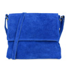 Cornflower Italian Women's Purse Suede Letterman Handbag with Flap B67