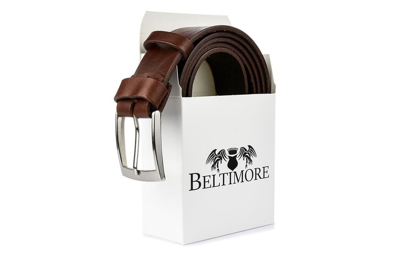 Beltimore leather men's brown premium belt E08 : Colors - brown, beige, Strap size - r.100-115 cm