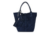 Italian Leather Suede A4 Shopper Handbag navy blue T49