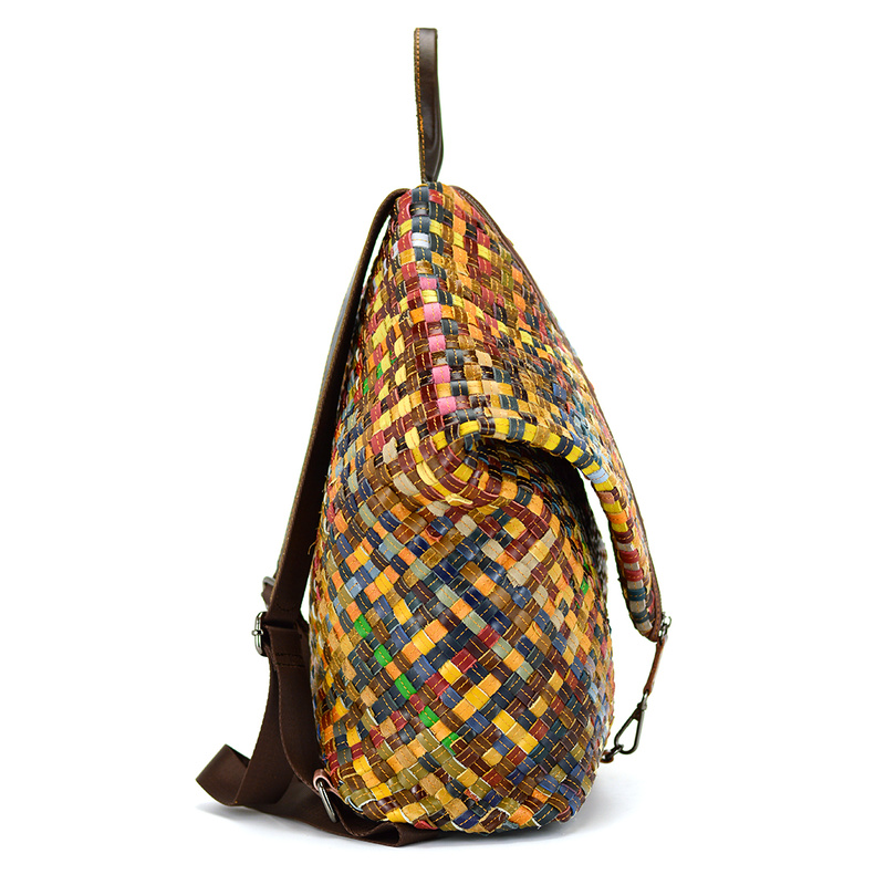 Gemusterter Lederrucksack mit Mosaikmuster