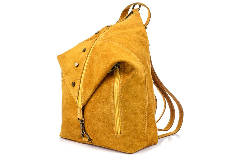 Mustard Italian Stylish Women's Leather Suede Backpack A4 W14.