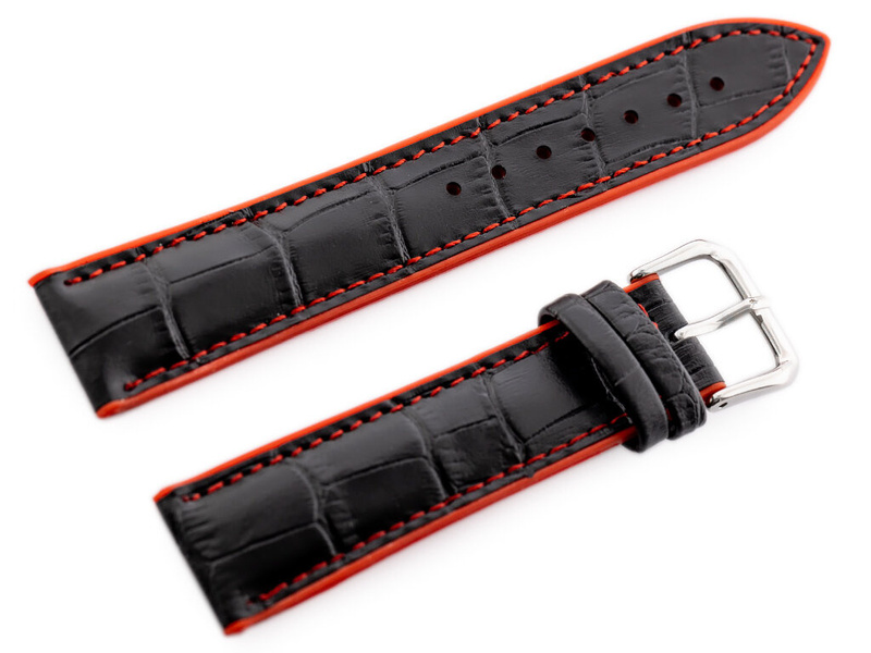 U18 rubber watch strap - black/red - 22mm