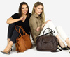 Leather women's shopper with shoulder organizer