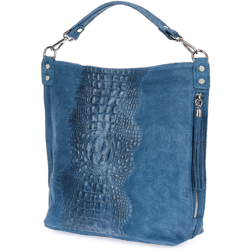 Shopper-Tasche aus Denim-Wildleder W10