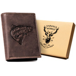 Men's genuine leather wallet Wild ANIMALS N4-CHM FISH