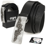 Beltimore leather men's black wide belt W26 : Colors - black, Strap size - r.95-110 cm