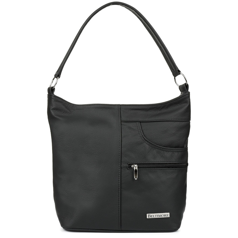 Schwarz -braune Lederhandtasche von Damen High Classic H08