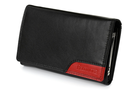 Women's leather wallet large horizontal with earworm RFiD black BELTIMORE 038