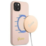 Guess GUHMP13MLSLMGLP iPhone 13 6,1" jasnoróżowy/light pink hardcase Silicone Script Gold Logo Magsafe