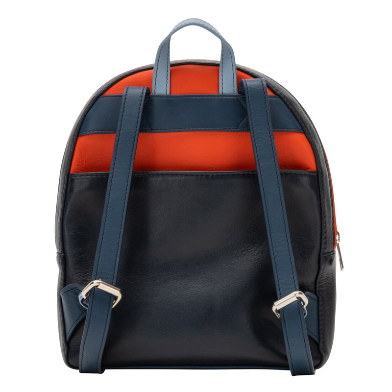 Small multi colored backpack for women Colorful Favignana by DUDU in nappa leather with double zip holder. Rucksuck that combines casual look and contemporary style.