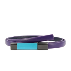 Women's Italian belt Colorful Mykonos by DUDU in genuine two tone leather made in Italy, 12mm height, shortened, with anchor (snap-on) buckle.