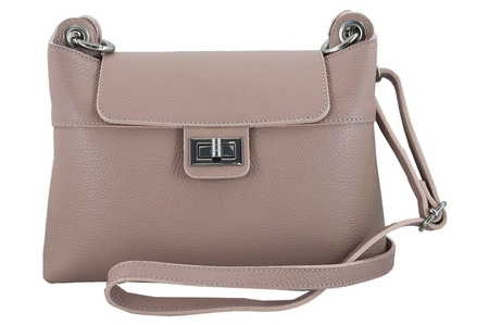 Torebka damska skórzana crossbody - Beżowa 