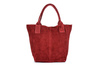 Italian Leather Suede Handbag A4 Shopper Bag Maroon T49