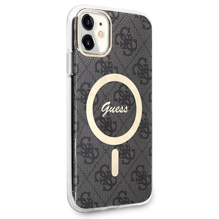 Zestaw Guess GUBPN61H4EACSK Case+Charger iPhone 11 6,1" czarny/black hard case 4G Print MagSafe