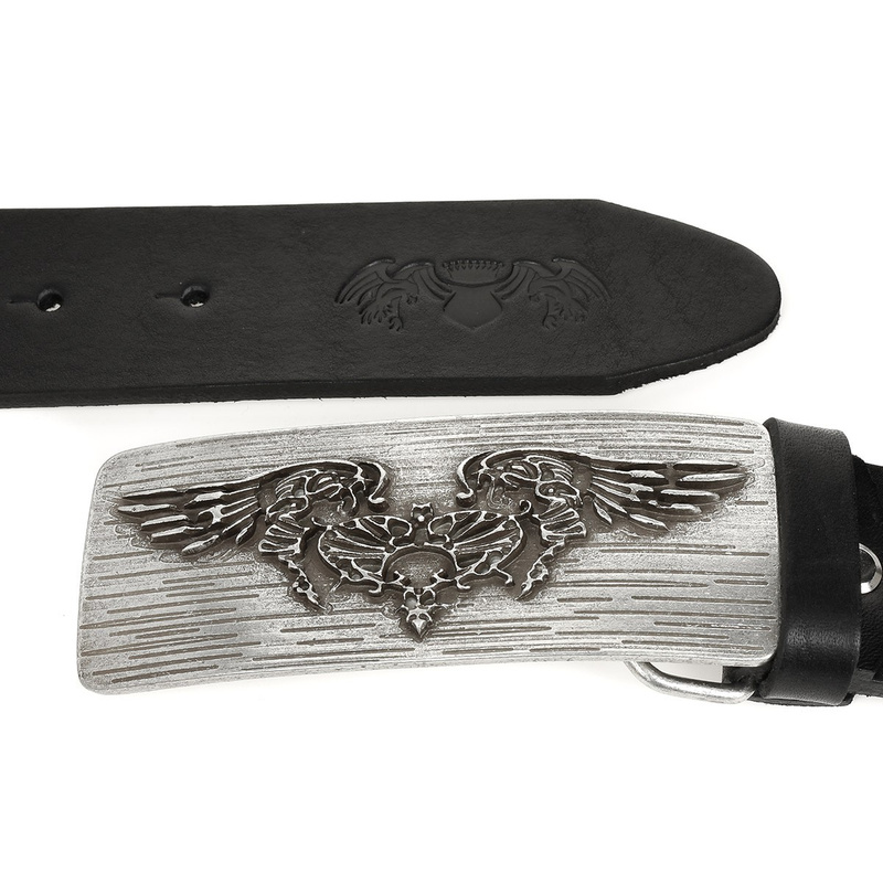 Baltimore leather men's black wide belt W26 : Farben - schwarz, Riemengröße - r.105-120 cm