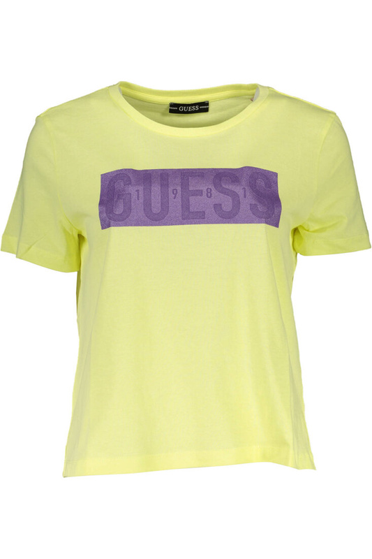 GUESS JEANS T-SHIRT Z KRÓTKIM RĘKAWEM DAMSKI ŻÓŁTY