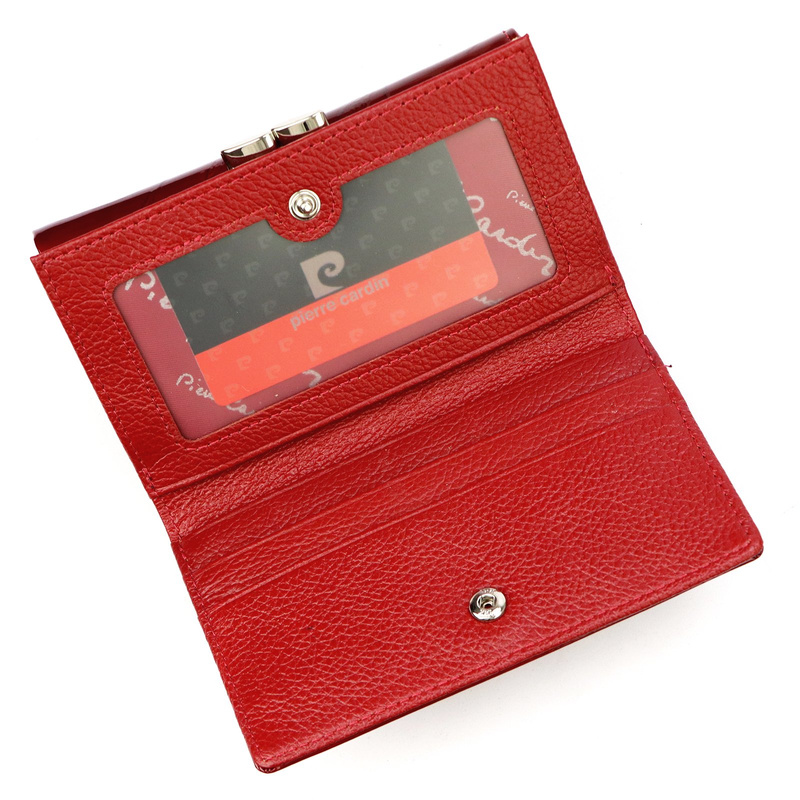 Patent leather large women's wallet with leaves