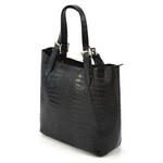 Large crocodile leather shopper shoulder bag