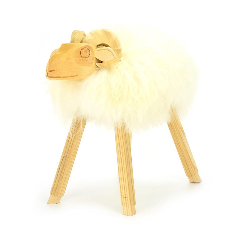 A beautiful, large lamb made of wood and leather