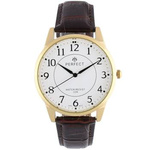 Men's watch quartz brown and gold classic leather strap C426