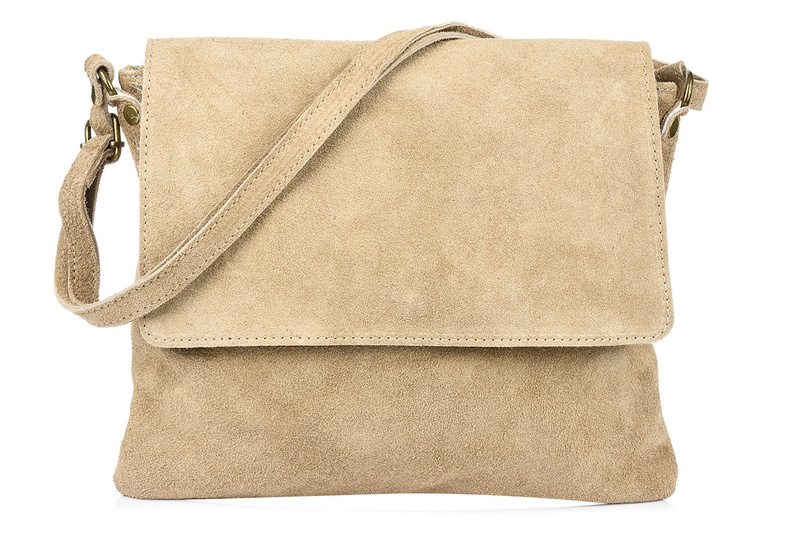 Chabrowa Italian women's suede handbag with a b67 flap