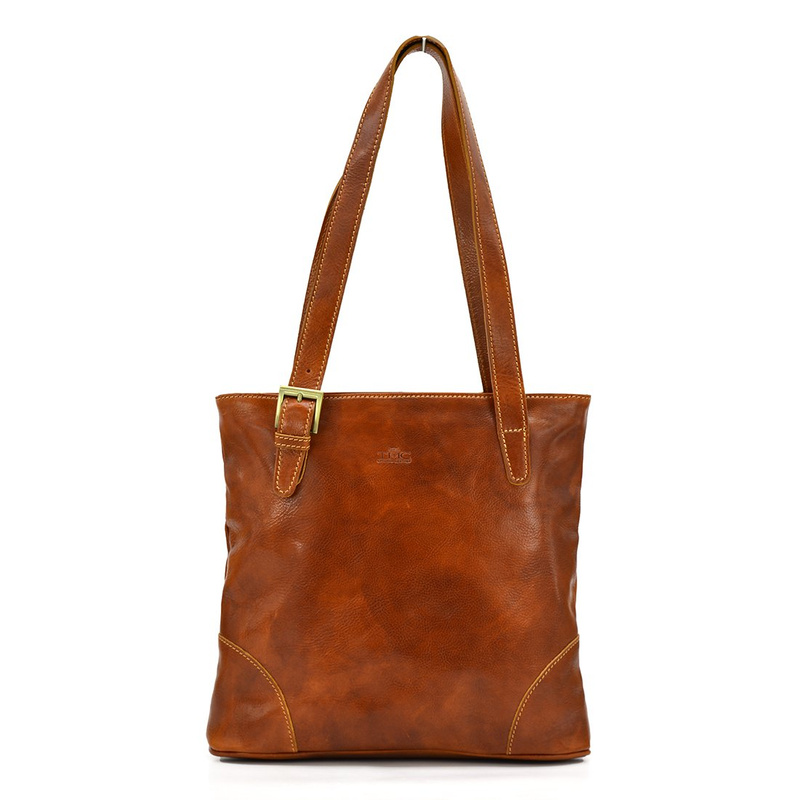 Elegant large leather shopper bag with organizer