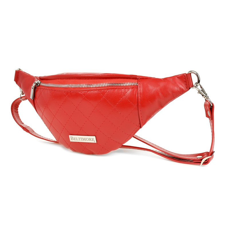 Red kidney pouch quilted natural leather Beltimore F22