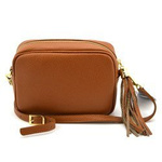 Small leather women's messenger bag with key ring