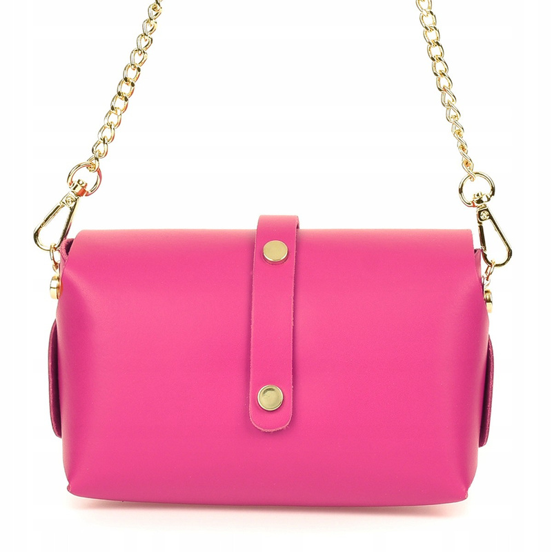 PINK SMALL ITALIAN LEATHER WOMEN'S EVENING COCKTAIL HANDBAG ON CHAIN P45