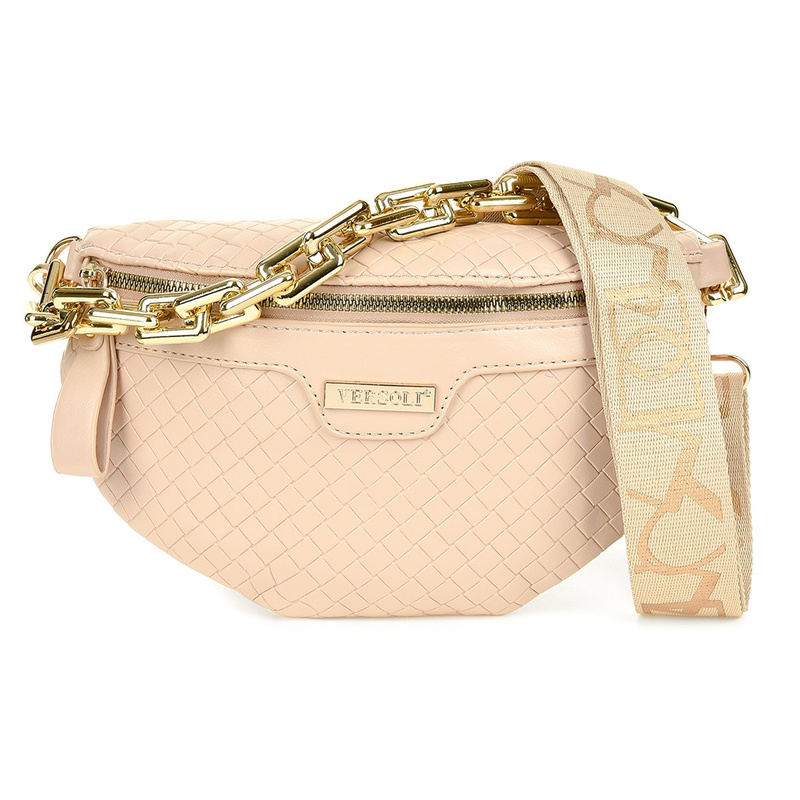 Beige Women's Over-the-Shoulder Sachet on Braided Strap I18